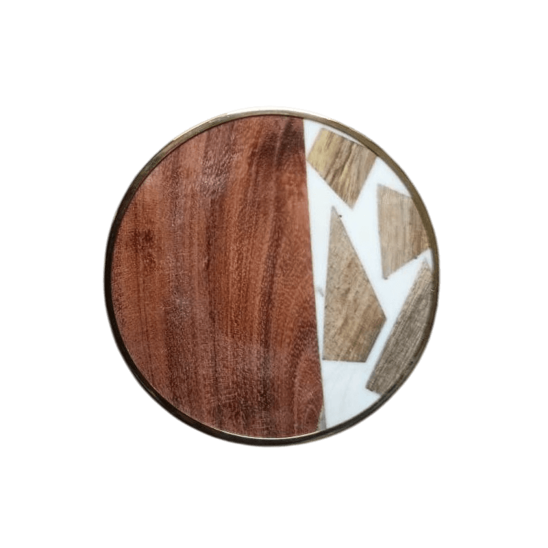 WOOD & RESIN COASTER ROUND SHAPE (POLISH & COLOR)